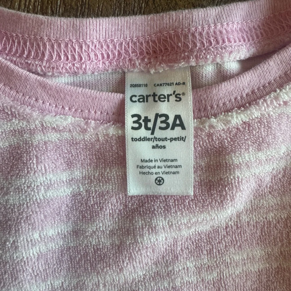 TWIN BUNDLE Set of 2 Carter's Pink Striped Terrycloth Set with Pineapple - Picture 3 of 5
